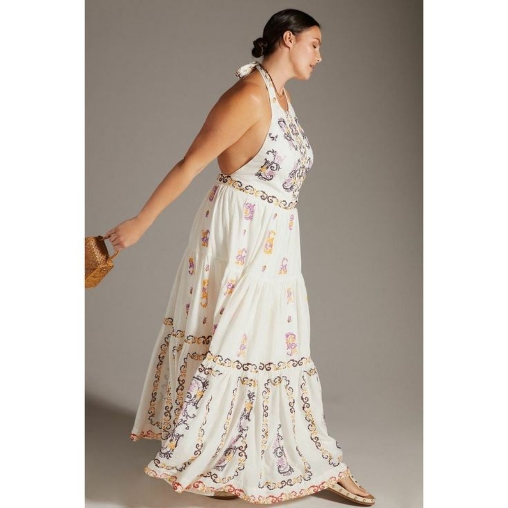 NWT Anthrpologie Medallion Halter Maxi Dress-22